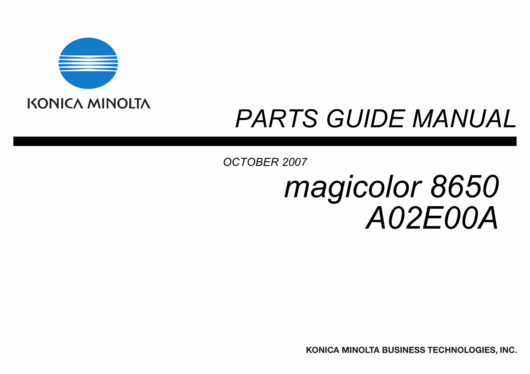 Konica-Minolta magicolor 8650 Parts Manual-1